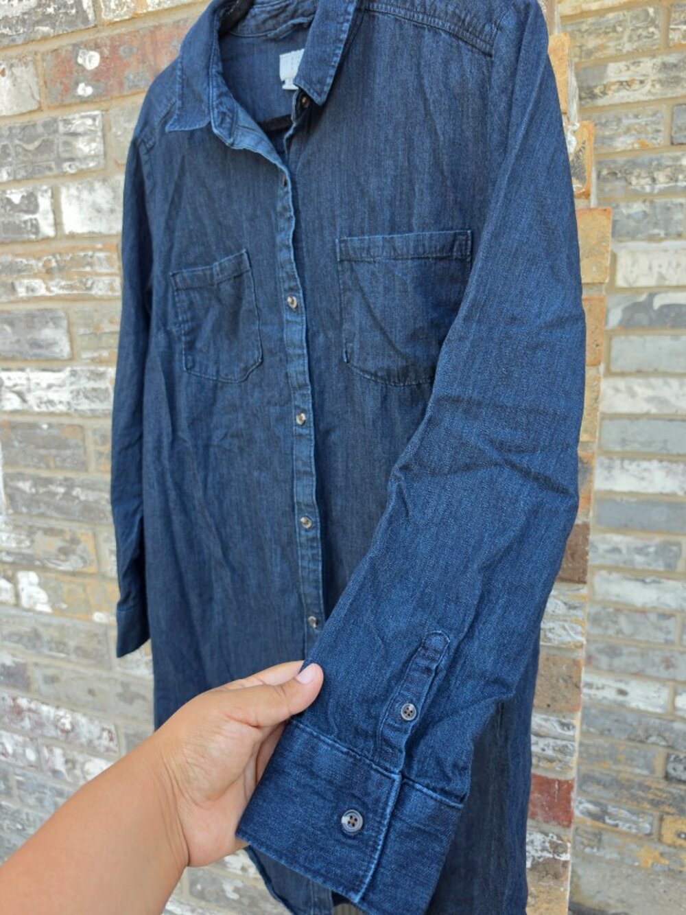 And a Way Dark Wash Chambray Button Front Shirt Dress XXL 100% Cotton - Picture 5 of 14